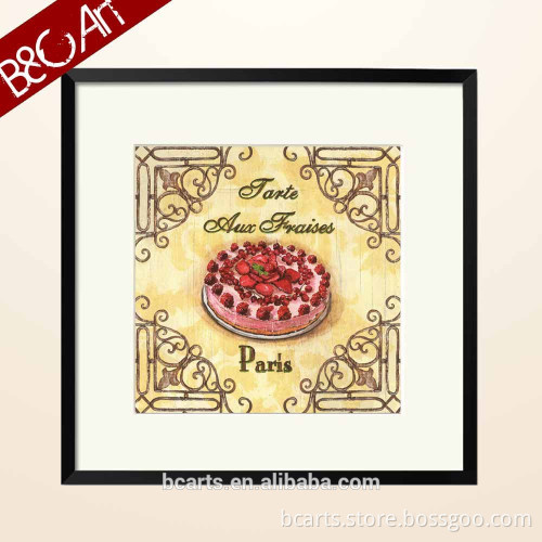Kid ' love cake oil painting with black frame
